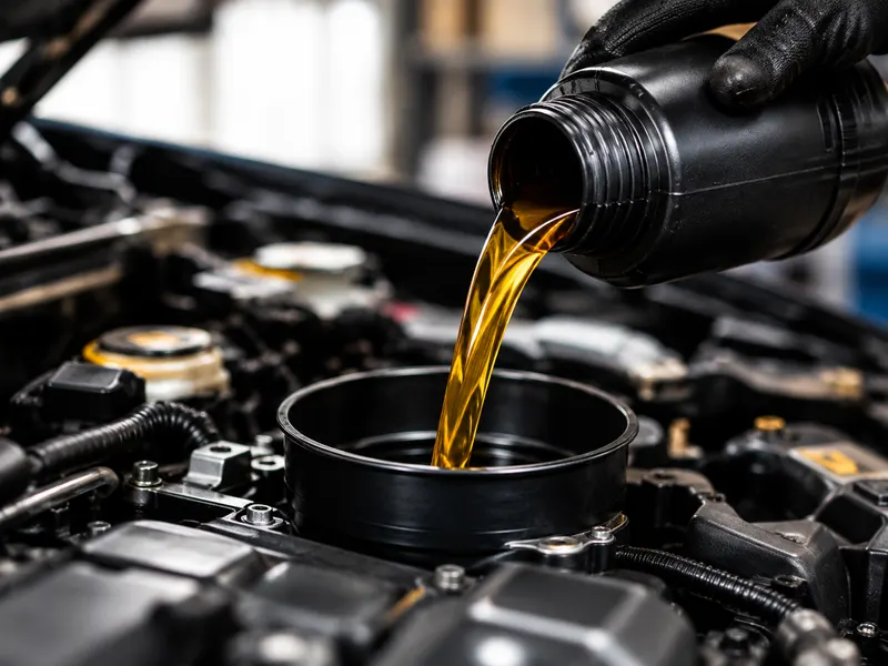 Vertido de aceite nuevo en el motor de un vehículo