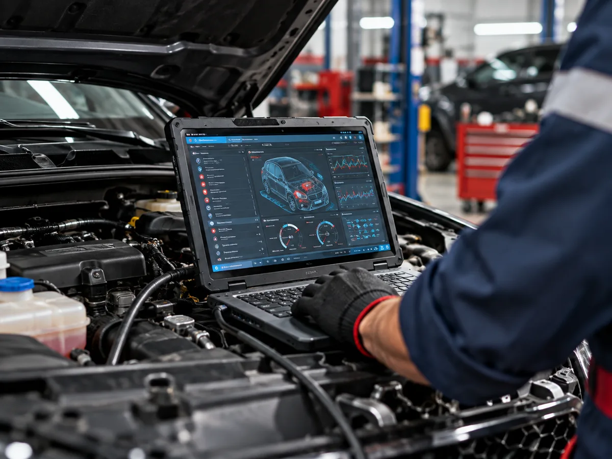 Diagnóstico del vehículo con una computadora conectada al motor